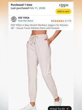 CRZ YOGA Women's Jogger Pants in Light Cream